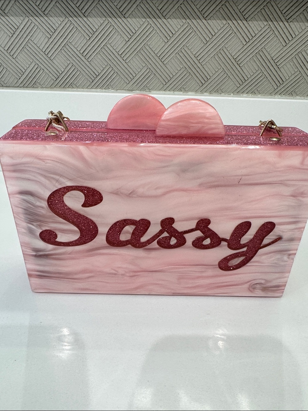 Bari Lynn Sweet & Sassy Pink Acrylic Clutch Bag